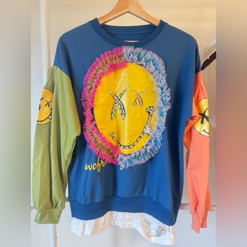 Colorful Smiley Face Sweatshirt